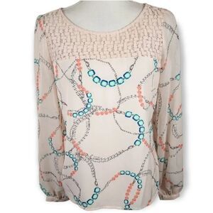 CANDIE'S PINK & BLUE SHEER BLOUSE SZ.M EUC